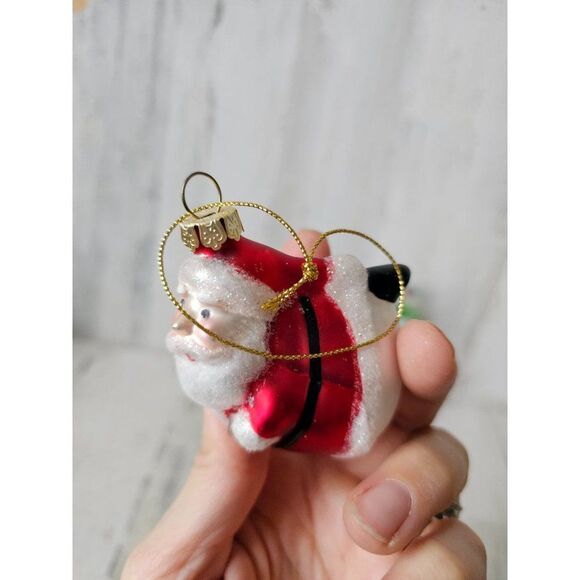 Santa ice skating glass ornament funny Xmas set tree - Picture 9 of 16